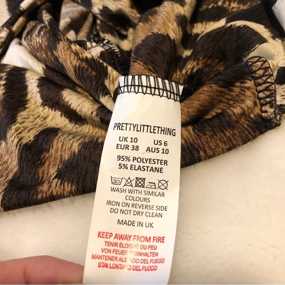 PrettyLittleThing Tan Leopard Slinky O Ring Long Sleeve Crop Top Size US-6 - Picture 14 of 14